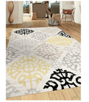 Cream Yellow Black Area Rugs