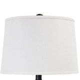 Smoky Glass Frame Table Lamp with Fabric Shade, Light Gray and Clear