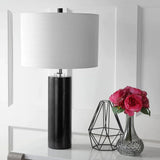 Sofia 27" Marble/Crystal LED Table Lamp, Black Marble by JONATHAN Y