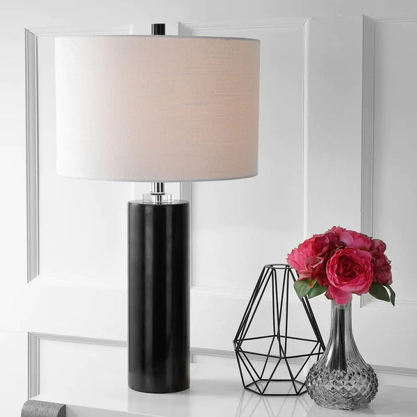 Sofia 27" Marble/Crystal LED Table Lamp, Black Marble by JONATHAN Y