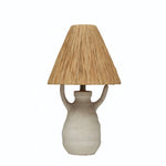 Stoneware Table Lamp with Raffia Shade, Volcano Finish