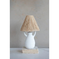 Stoneware Table Lamp with Raffia Shade, Volcano Finish