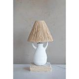 Stoneware Table Lamp with Raffia Shade, Volcano Finish