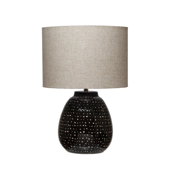 Stoneware Table Lamp, Black & White