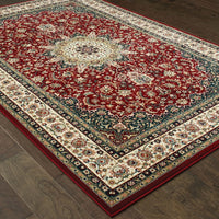 Stora Red/Ivory Classic Medallion Soft Area Rug