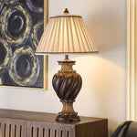 StyleCraft Barbados Dark Brown With Khasi Silver Table Lamp - Cream Fabric Shade