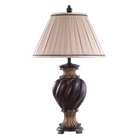 StyleCraft Barbados Dark Brown With Khasi Silver Table Lamp - Cream Fabric Shade