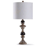 StyleCraft Bishop Weathered Natural Spindle Table Lamp with Cream Drum Shade