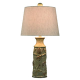 StyleCraft Blue Bay Ceramic Table Lamp - Beige Hardback Fabric Shade