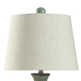 StyleCraft Blue Bay Ceramic Table Lamp - Beige Hardback Fabric Shade