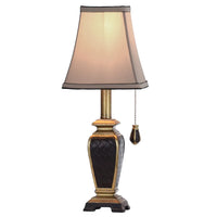 StyleCraft Brompton Black And Gold Accent Table Lamp - Gold Fabric Shade