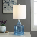 StyleCraft Cerulean with Glass Base Table Lamp - White Shade