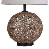 StyleCraft Natural Rope Table Lamp - Beige Hardback Fabric Shade