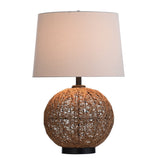 StyleCraft Natural Rope Table Lamp - Beige Hardback Fabric Shade