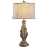 StyleCraft Poly Brown with Black Tint Table Lamp - Beige Shade