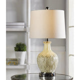 StyleCraft Tabitha Distressed Off White Cream and Chrome Table Lamp - White with Glitter Shine Shade