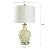 StyleCraft Tabitha Distressed Off White Cream and Chrome Table Lamp - White with Glitter Shine Shade