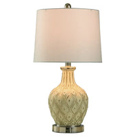 StyleCraft Tabitha Distressed Off White Cream and Chrome Table Lamp - White with Glitter Shine Shade