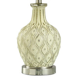 StyleCraft Tabitha Distressed Off White Cream and Chrome Table Lamp - White with Glitter Shine Shade