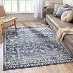 Vintage Tribal Medallion Blue Area Rug