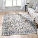 Persian Floral Medallion Light Blue Area Rug