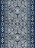 Tribal Diamond Pattern Blue Distressed Soft Area Rug