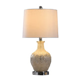 StyleCraft Tabitha Distressed Off White Cream and Chrome Table Lamp - White with Glitter Shine Shade