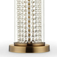 Table Lamp with Cylindrical Drum and Stacked Crystals, Gold