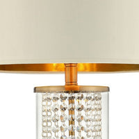 Table Lamp with Cylindrical Drum and Stacked Crystals, Gold