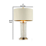 Table Lamp with Cylindrical Drum and Stacked Crystals, Gold