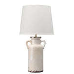 Table Lamp with Drum Shade and Amphora Ceramic Base, Off White