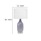 Table Lamp with Fabric Shade and Oblong Glass Body, Gray