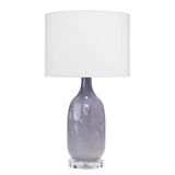 Table Lamp with Fabric Shade and Oblong Glass Body, Gray