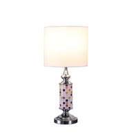 Table Lamp with Glass Cut Out Mosaic Pattern, Silver