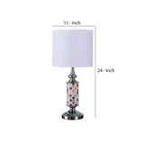 Table Lamp with Glass Cut Out Mosaic Pattern, Silver