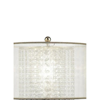 Table Lamp with Hanging Crystal Accents, White and Gold