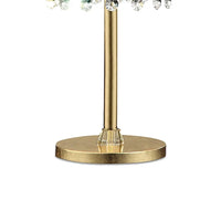 Table Lamp with Hanging Crystal Accents, White and Gold