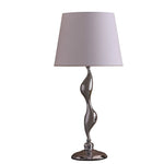 Table Lamp with Metal Female Figurine Base, Silver