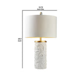 Table Lamp with Polyresin Base and Baroque Scroll Design, White