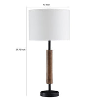 Table Lamp with Rolling Pin Base and Fabric Shade, Set of 2, White and Brown