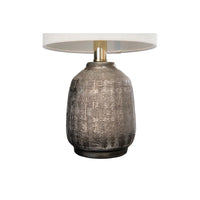 Terracotta Table Lamp with Metallic Glaze & Linen Shade (Set of 2)