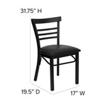 Three-Slat Ladder Back Metal Restaurant Chair - 17"W x 19.5"D x 31.75"H