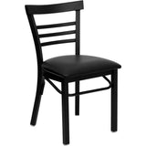 Three-Slat Ladder Back Metal Restaurant Chair - 17"W x 19.5"D x 31.75"H