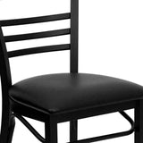 Three-Slat Ladder Back Metal Restaurant Chair - 17"W x 19.5"D x 31.75"H