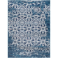 Vintage Damask Navy Blue White Area Rug