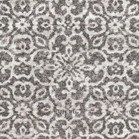 Damask Distressed Dark Grey Ivory Area Rug