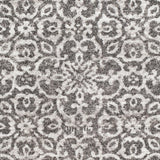 Damask Distressed Dark Grey Ivory Area Rug