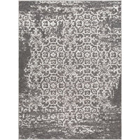 Damask Distressed Dark Grey Ivory Area Rug
