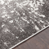 Damask Distressed Dark Grey Ivory Area Rug