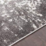 Damask Distressed Dark Grey Ivory Area Rug